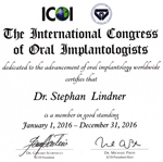 Mitgliedsurkunde der ICOI - The International Congress of Oral Implantologists